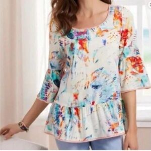 Soft Surroundings Multicolor Abstract Blouse size Small